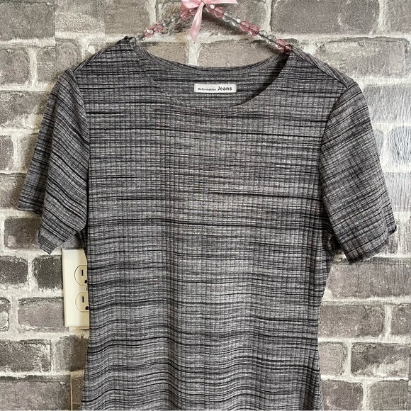 REFORMATION Jeans Perry Charcoal Stretchy Midi Dress Short Sleeve Lettuce Hem - Picture 3 of 10
